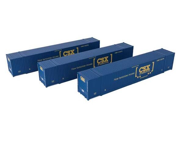 Walthers SceneMaster - 53' Singamas Corrugated-Side Container - Assembled - Pack of 3 - CSX Intermodal - HO Scale