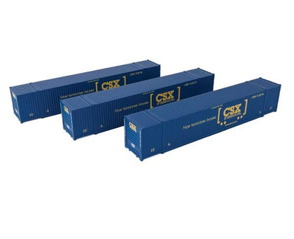 Walthers SceneMaster - 53' Singamas Corrugated-Side Container - Assembled - Pack of 3 - CSX Intermodal - HO Scale