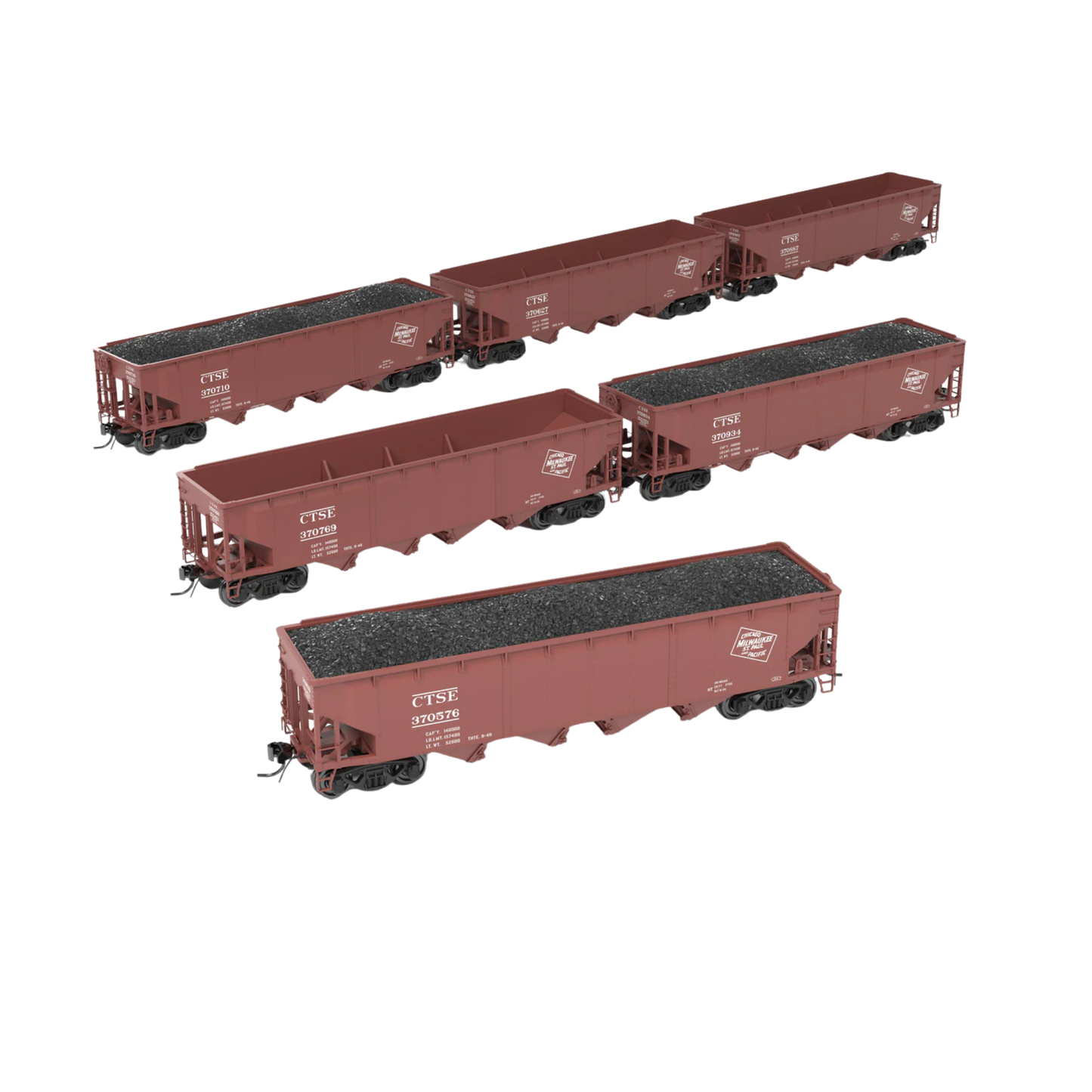 Broadway Limited Imports 10136 ARA 70-Ton 4-Bay Hopper Milwaukee Road Pack A 6-Pack HO Scale