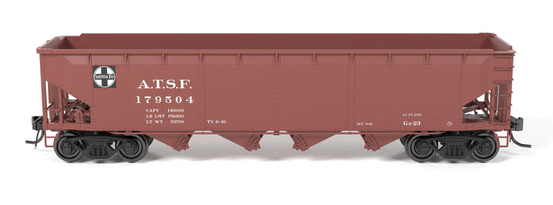 Broadway Limited Imports (10138) | ARA 70-ton 4-Bay Hopper | ATSF, Pack A | Pack of 6 | HO Scale [PRE-ORDER]