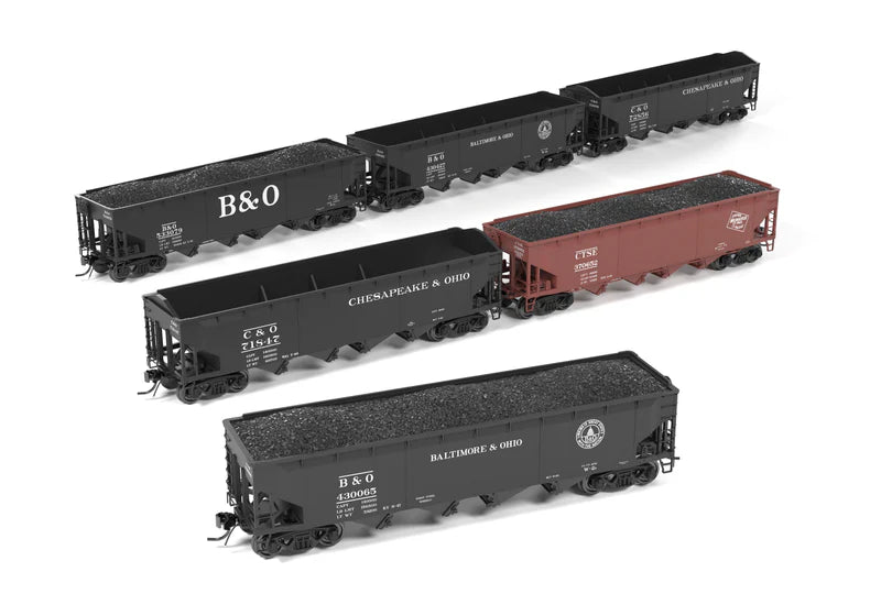 Broadway Limited Imports (10142) | ARA 70-ton 4-Bay Hopper | Mixed Variety Pack (B&O, C&O, MILW) | Pack of 6 | HO Scale [PRE-ORDER]