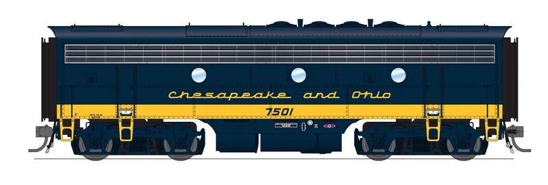 Broadway Limited 10551 EMD F7 A/B Set C&O #7002/7501 Stealth DCC-Ready HO Scale