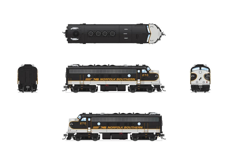 Broadway Limited 10555 EMD F9A/F7B A/B Set Norfolk Southern #270/275 Stealth DCC-Ready HO Scale