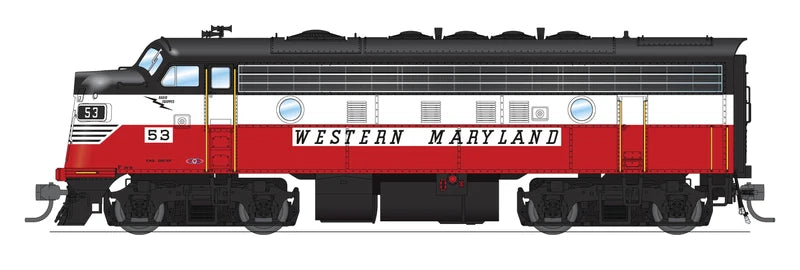Broadway Limited 10567 EMD F7A Western Maryland #59 Circus Scheme Stealth DCC-Ready HO Scale