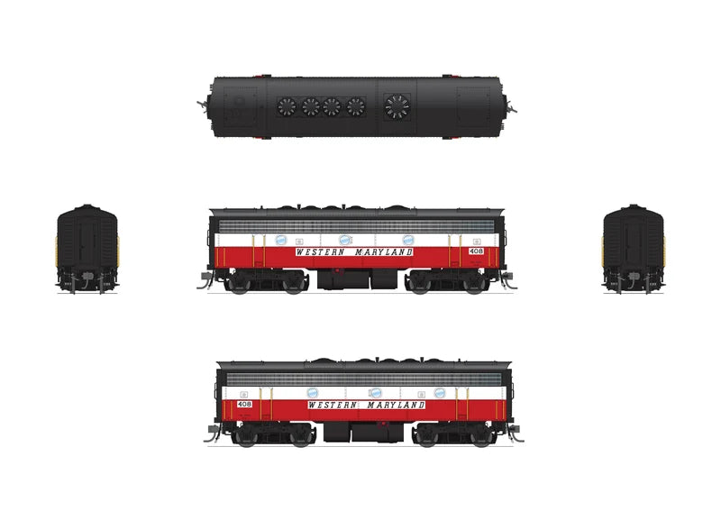 Broadway Limited 10565 EMD F7 A/B Set Western Maryland #53/408 Circus Scheme Stealth DCC-Ready HO Scale