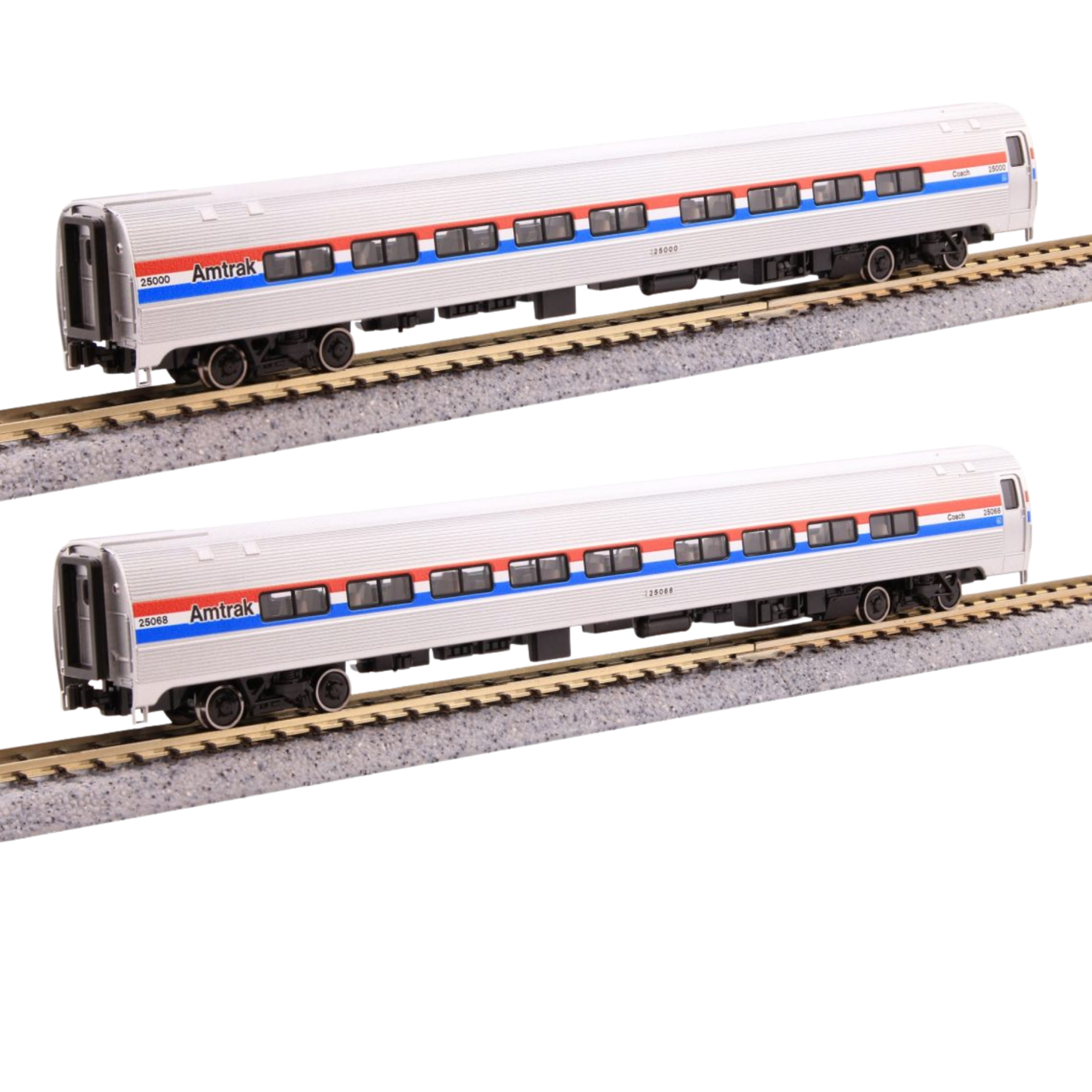 Kato 106-6293 Amfleet II Coach 2-Car Set Amtrak Phase III #25000 & #25068 N Scale