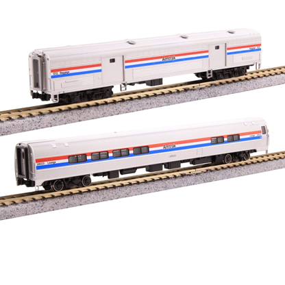 Kato Amfleet II Cafe & Baggage 2-Car Set Amtrak Phase III #28023 & #1212 N Scale