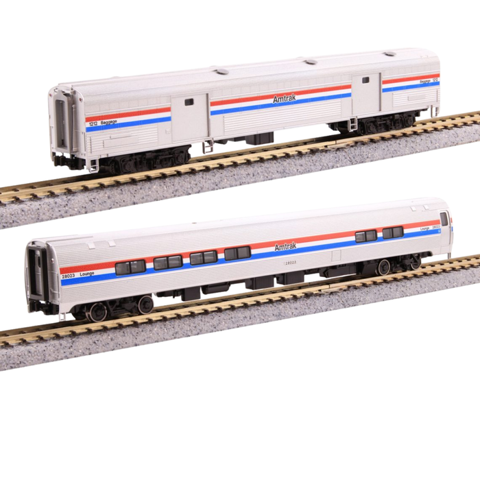 Kato Amfleet II Cafe & Baggage 2-Car Set Amtrak Phase III #28023 & #1212 N Scale