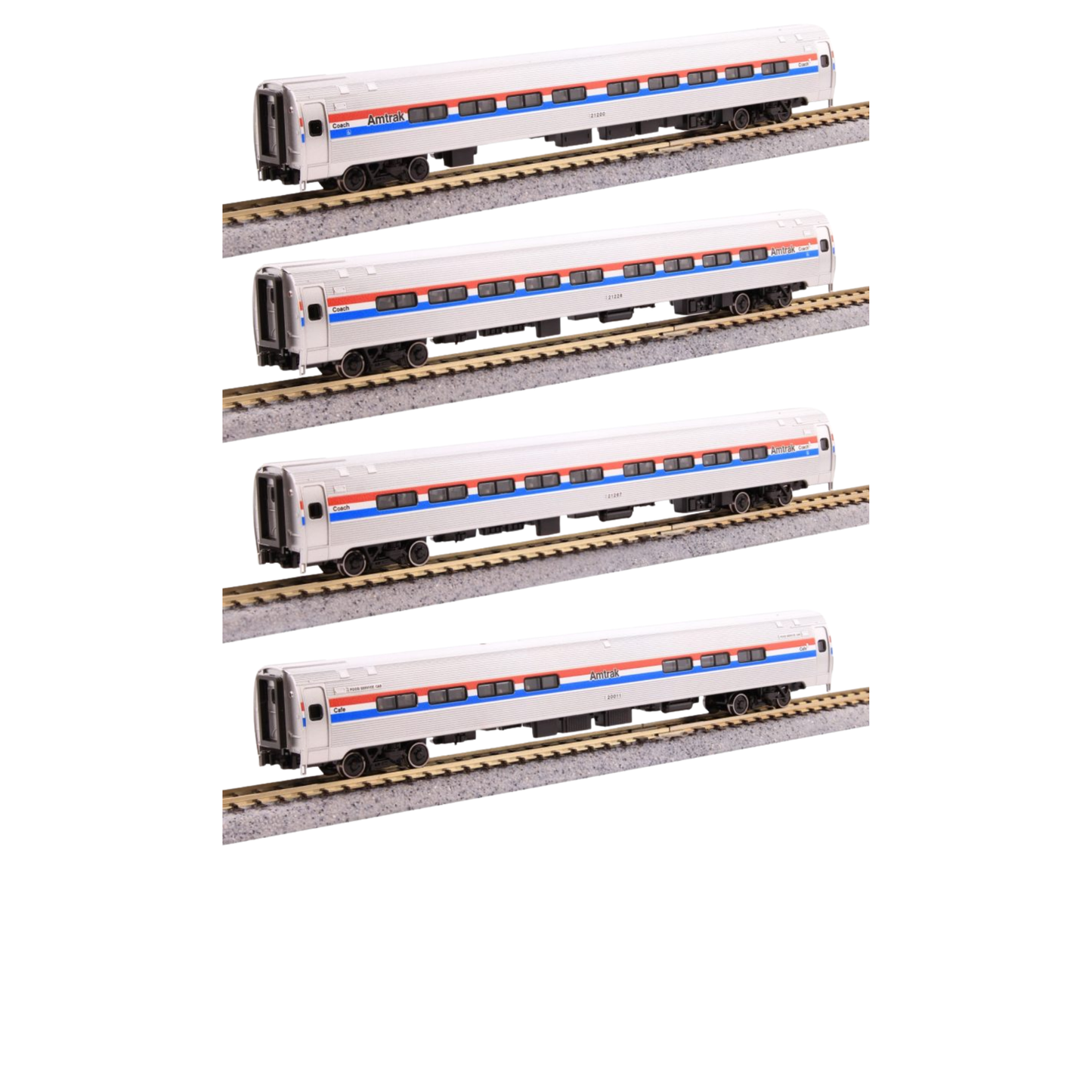 Kato 106-8020 Amfleet I 4-Car Bookcase Set Amtrak Phase III N Scale