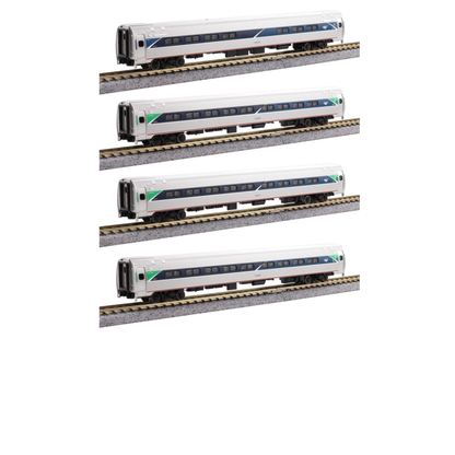 Kato Amfleet I 4-Car Bookcase Set Amtrak Phase VII Cafe & Coaches N Scale