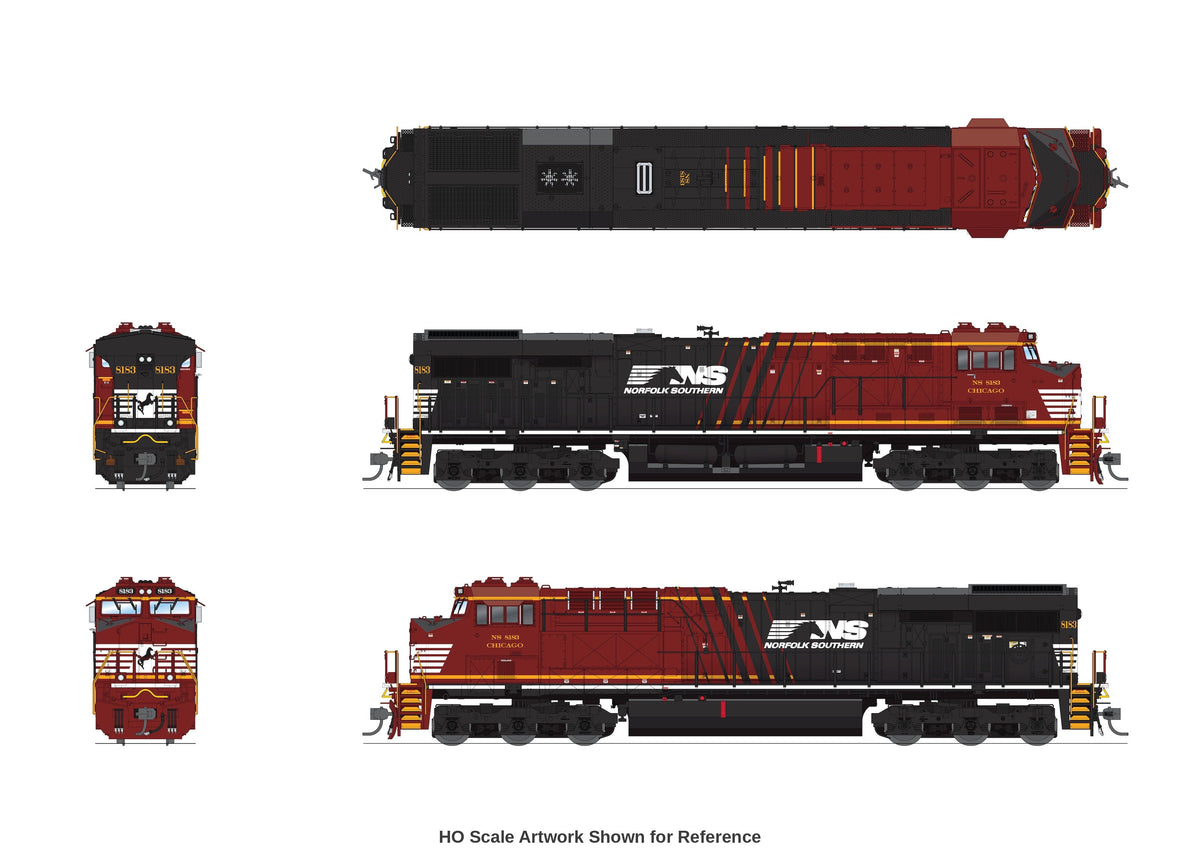 Broadway Limited Imports N scale GE ES44AC Norfolk Southern #8183 Chicago Landmark Unit multi-view