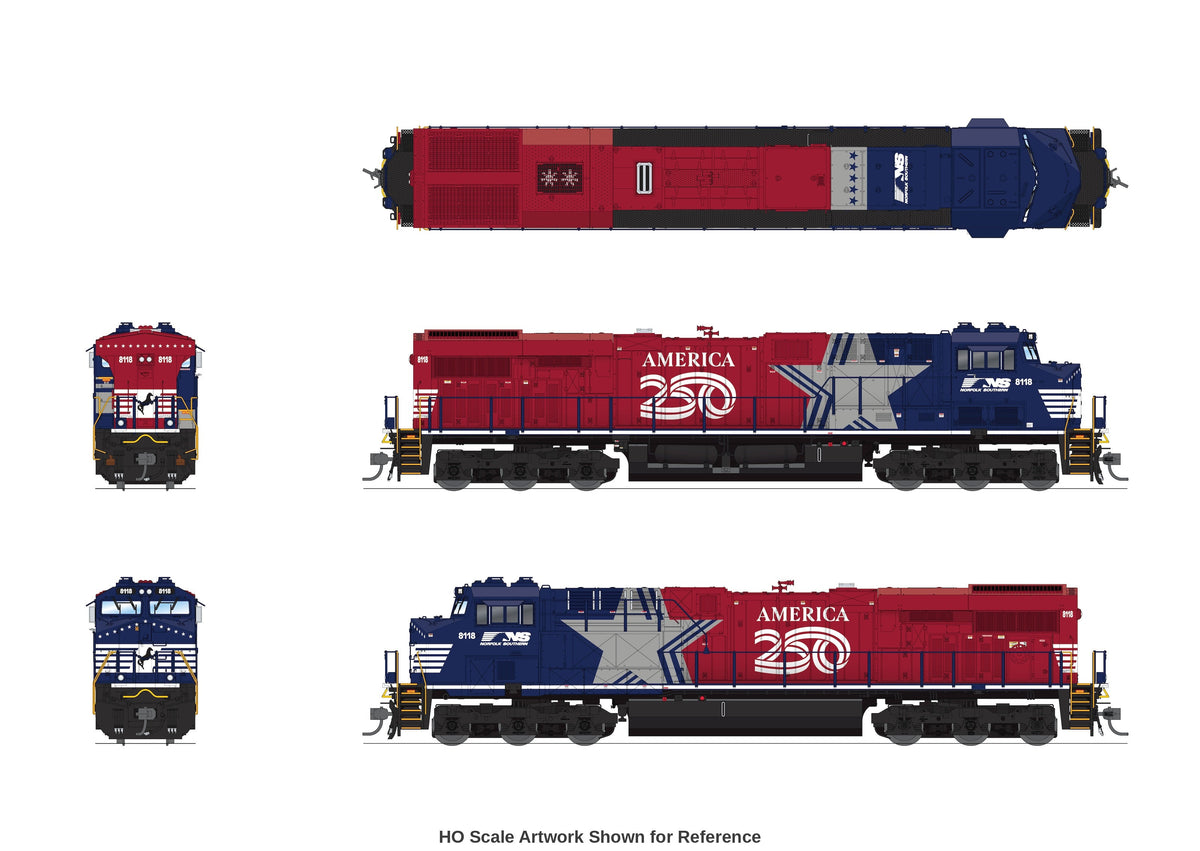 Broadway Limited Imports N scale GE ES44AC Norfolk Southern #8118 The Stars & Stripes America250 Series multi-view