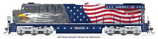 Broadway Limited Imports N scale GE ES44AC Canadian National #1776 Screaming Eagle America250 Series side view
