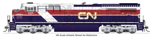 Broadway Limited Imports N scale GE ES44AC Canadian National #2026 Air Force One America250 Series side view