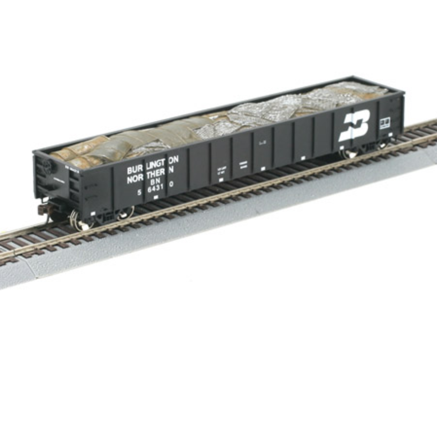 Athearn (11452) • 52' Mill Gondola w/ Steel Scrap Load • Burlington Northern #564310 • N Scale (Pre-Owned)