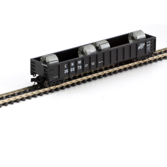 Athearn (11465) • 52' Mill Gondola w/ Steel Coil Load • Chicago & North Western #35073 • N Scale (Pre-Owned)