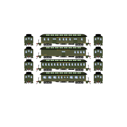 Athearn (11855) • Overland Passenger Set • Combine, Coach, Sleeper, Business Car • Southern • N Scale (Pre-Owned)
