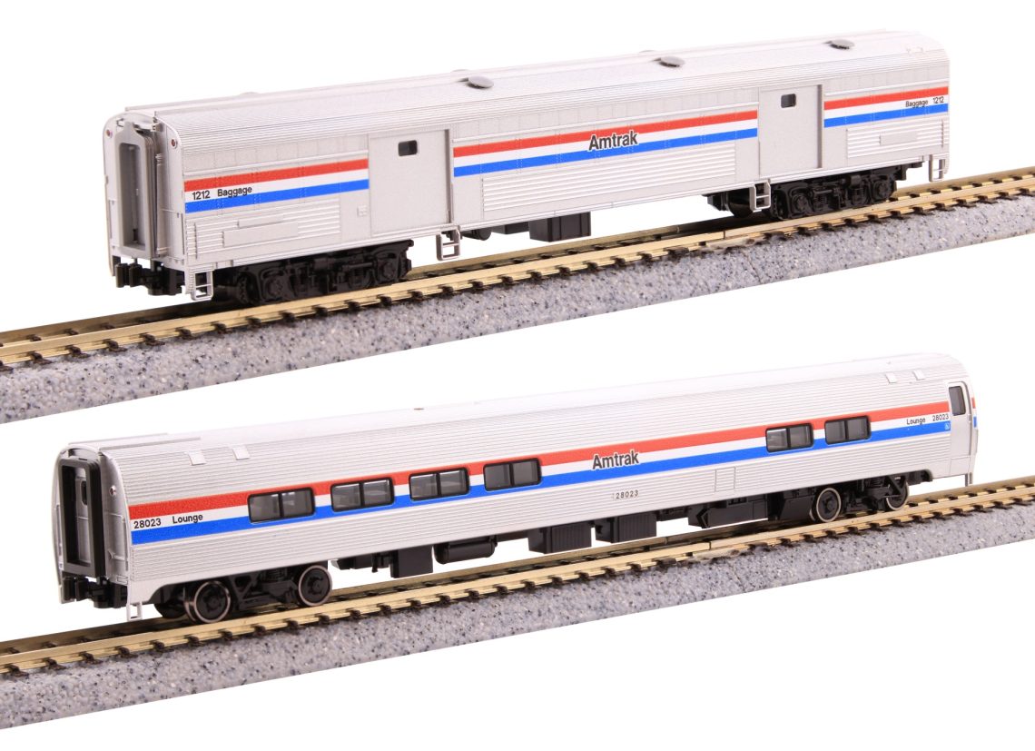 Kato Amfleet II Cafe & Baggage 2-Car Set Amtrak Phase III #28023 & #1212 N Scale