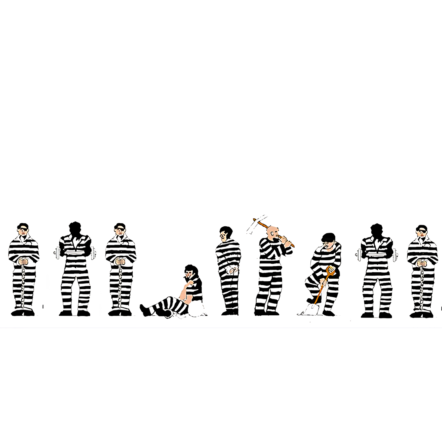 Model Power (1376) • Prisoners in Black & White Stripes • 9 Piece • N Scale