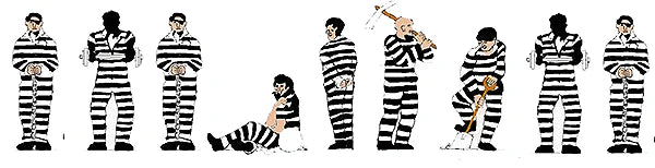 Model Power (1376) • Prisoners in Black & White Stripes • 9 Piece • N Scale