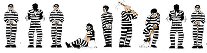 Model Power (1376) • Prisoners in Black & White Stripes • 9 Piece • N Scale