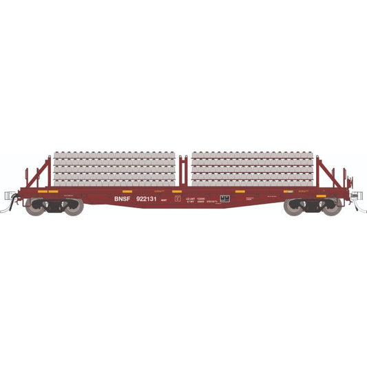 Rapido Class F30D 50' Concrete Tie Car w/ Load (138304A) | Single | BNSF | HO Scale