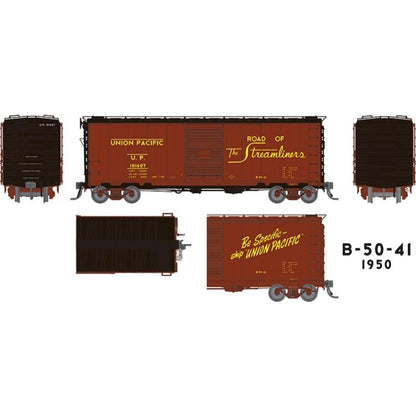 Rapido UP Class B-50-41 40' Boxcar - Union Pacific #102352 - Black Outline "Streamliners" - HO Scale