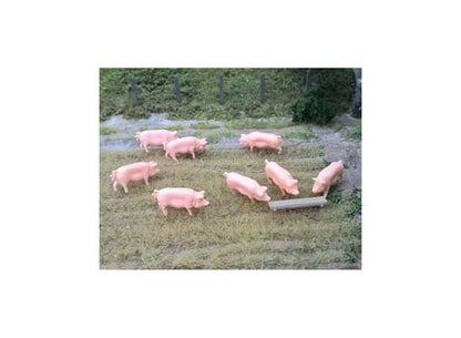 Peco (5108) | Pigs and Trough | Pkg of 8 | HO Scale