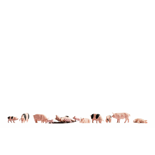 Noch Gmbh & Co (15712) | Mud-Lovin’ Farm Pigs & Piglets | Pkg of 12 | HO Scale