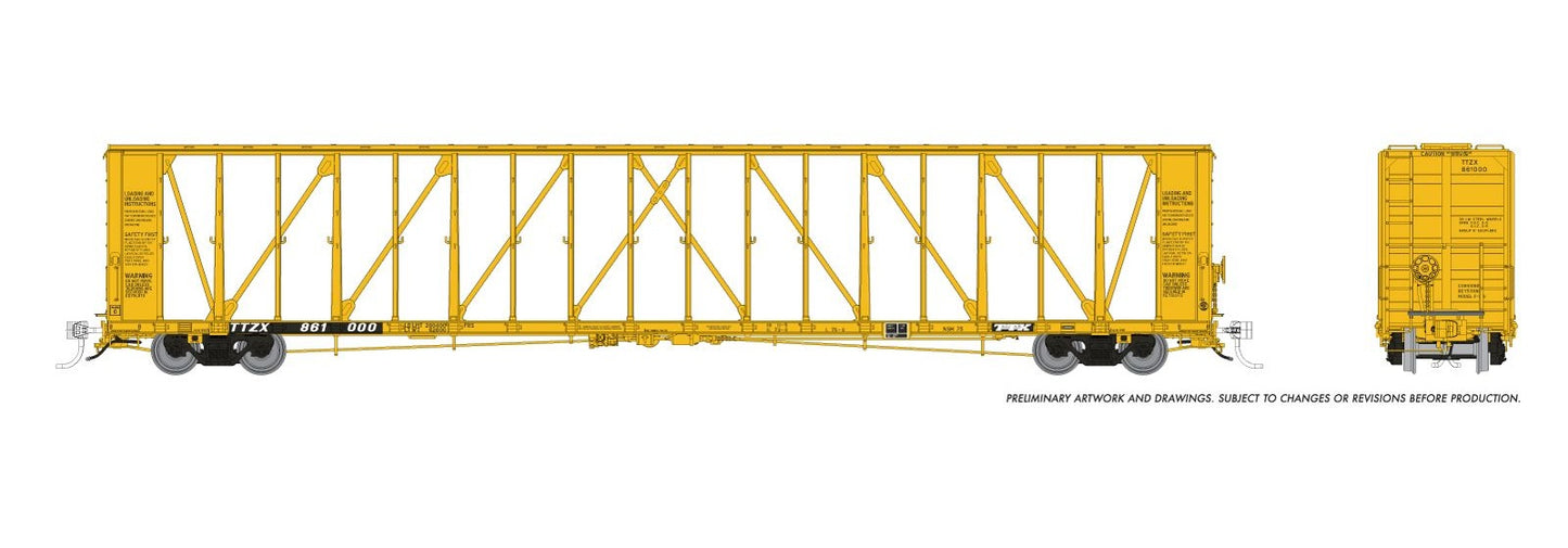 Rapido NSC 73' Centerbeam Flatcar - Trailer Train TTZK - Early, Ribbed Deck - HO Scale