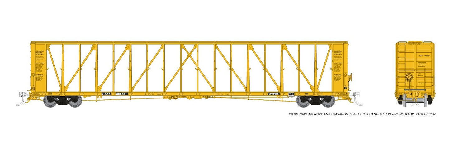 Rapido NSC 73' Centerbeam Flatcar - Trailer Train TTZK - Late, Flush Deck Deck - HO Scale