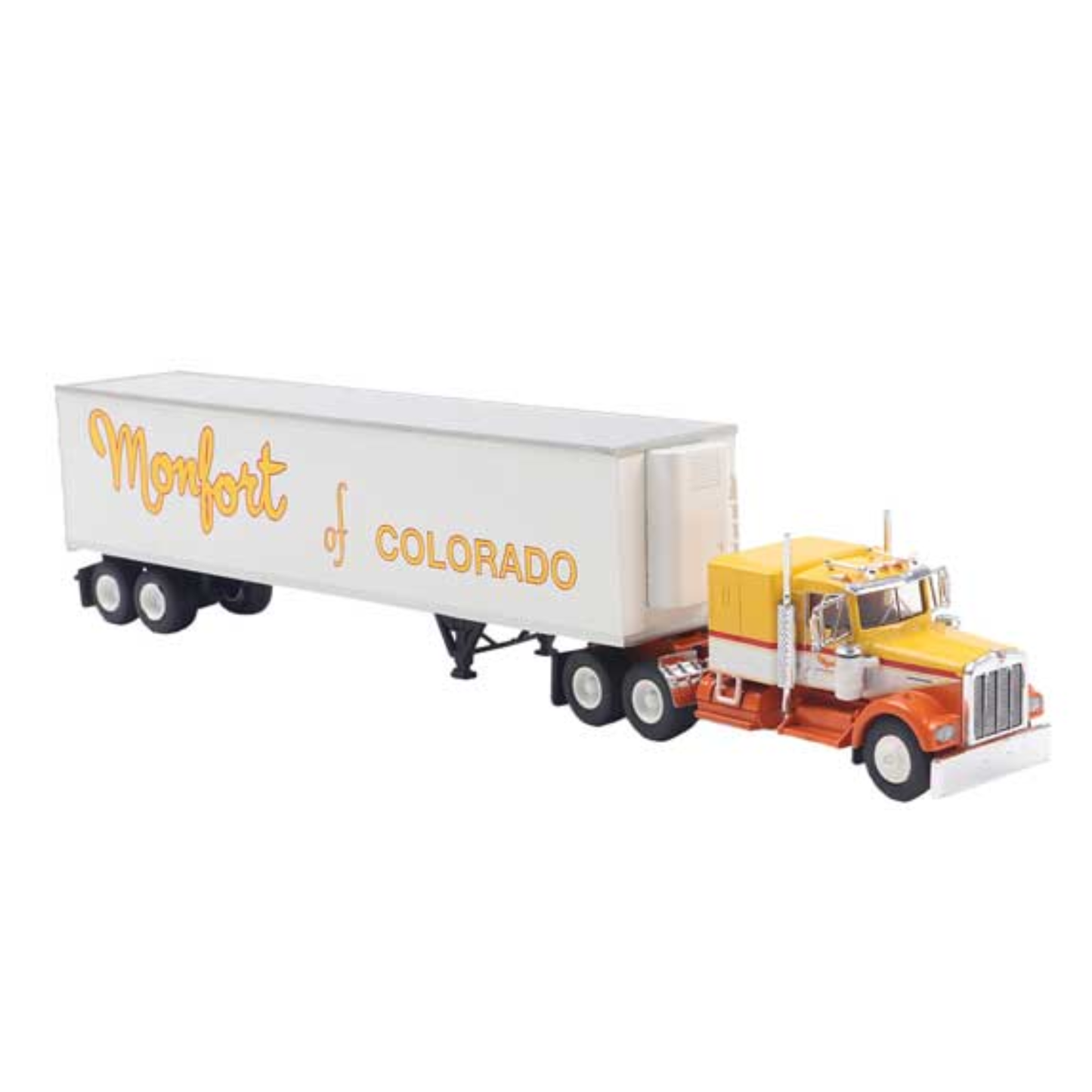 Brekina Automodelle 86256 • Kenworth W900 Semi Tractor w/ Sleeper Cab and Van Trailer • Monfort of Colorado • HO Scale