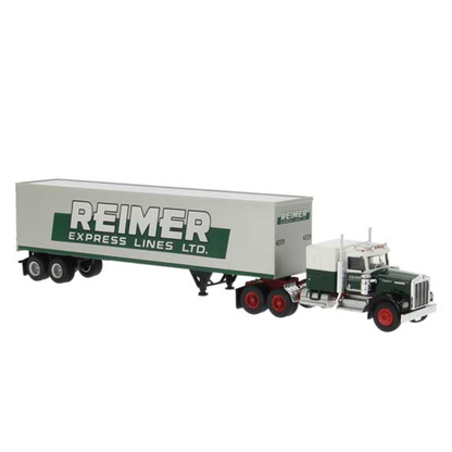 Brekina Automodelle 86258 • Kenworth W900 Semi Tractor w/ Sleeper Cab and Van Trailer • Reimer • HO Scale