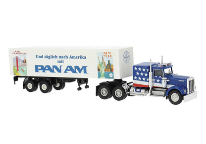 Brekina 86264 1974 Kenworth W900 Semi Tractor & Box Trailer Pan Am HO Scale