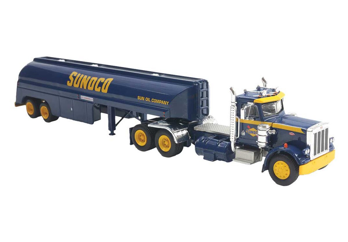 Brekina 86296 1973 Peterbilt 359 Semi Tractor & Tanker Trailer Sunoco HO Scale
