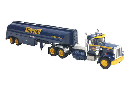 Brekina 86296 1973 Peterbilt 359 Semi Tractor & Tanker Trailer Sunoco HO Scale