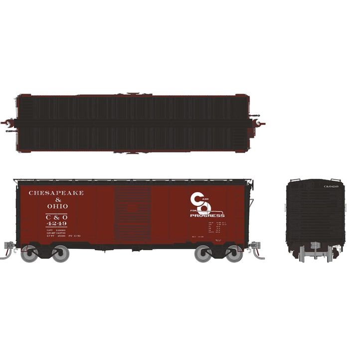 Rapido 180001-1 1937 AAR 40' Boxcar w/ Square Corner Chesapeake & Ohio C&O #5001 HO Scale