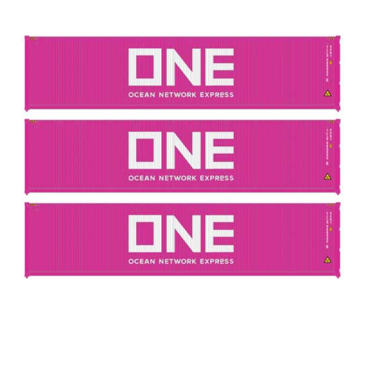 Walthers SceneMaster (949-18254) | 40' Fully corrugated Container 3-Pack | Ocean Network Express | HO Scale