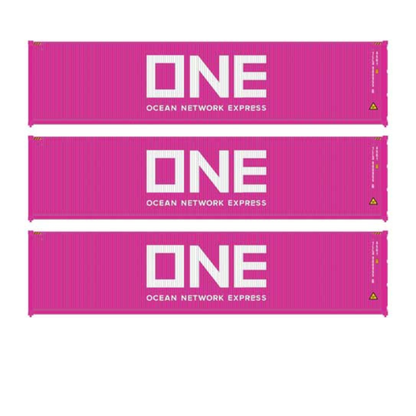 Walthers SceneMaster (949-18254) | 40' Fully corrugated Container 3-Pack | Ocean Network Express | HO Scale