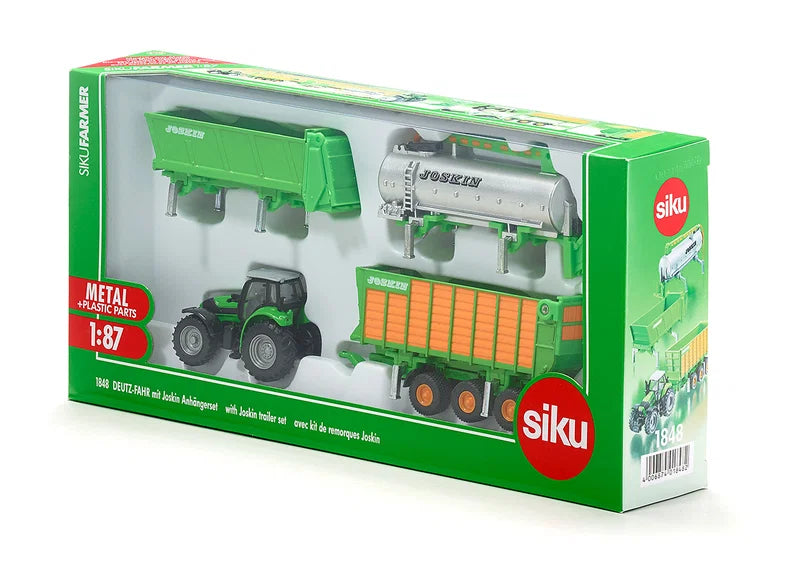 Siku (1848) | Deutz-Fahr Tractor w/ Joskin Silage Trailer Set | HO Scale