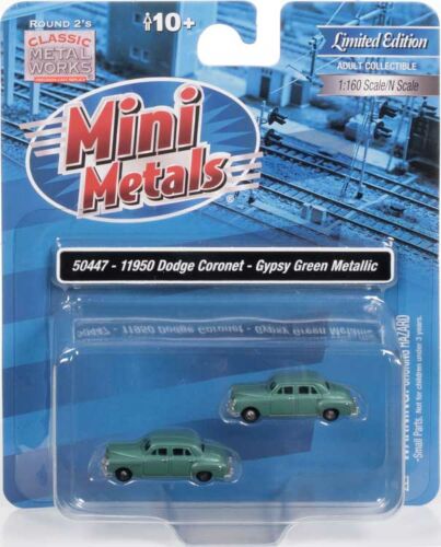 Classic Metal Works, 1950 Dodge Coronet 2-Pack, Mini-Metals, Gypsy Green Metallic, 2-Pack, Assembled, N Scale
