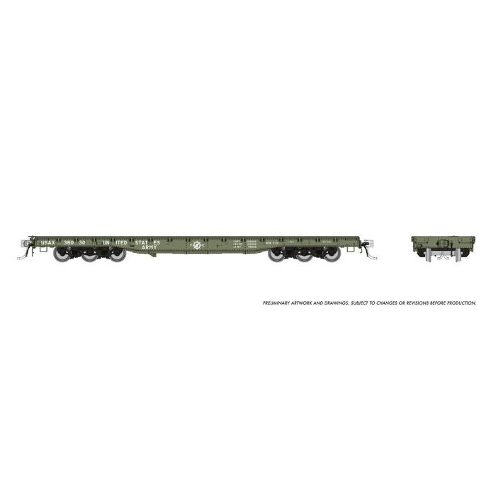 Rapido (199001) | Magor 54' Department of Defense Flatcar | US Army | 6-Pack | HO Scale