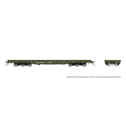 Rapido (199003) | Magor 54' Department of Defense Flatcar | DODX (Early Repaint) | 6-Pack | HO Scale