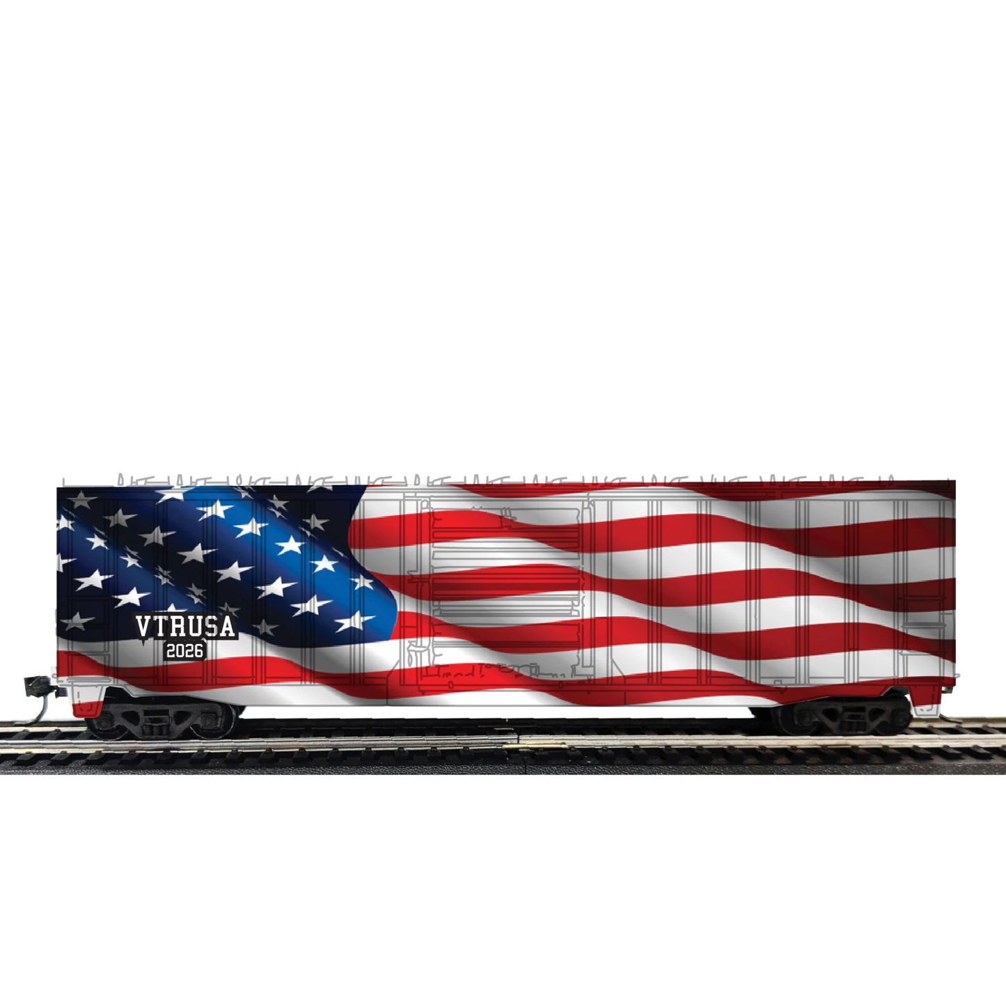 Value Trains (N10116) | ACF 50' 6" Boxcar | Waving American Flag 2026 Edition | N Scale