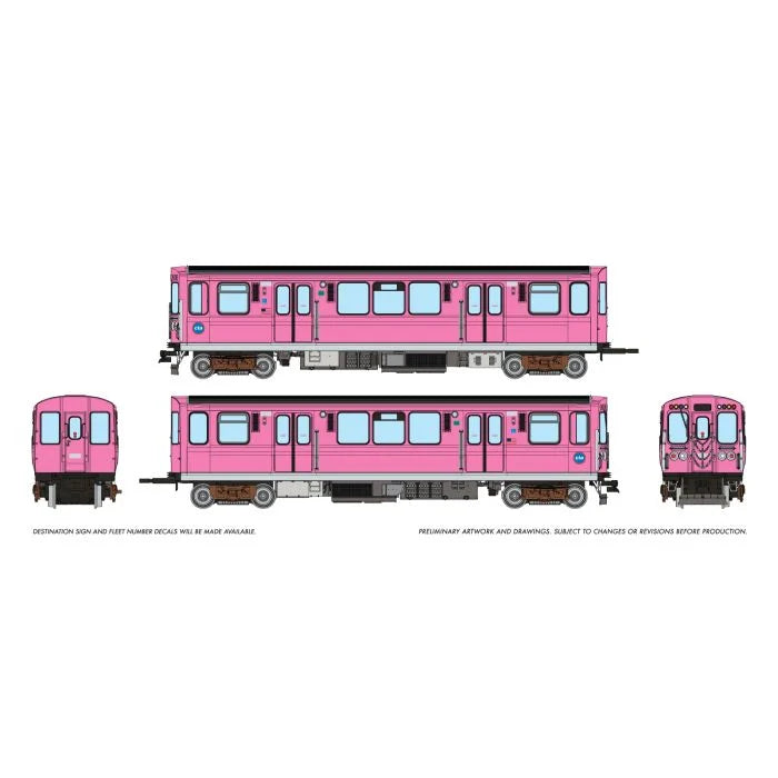 Rapido (208515) | CTA 2600 Budd Series 'L' Cars | 2-Car Pair | Chicago Transit Authority CTA #3005 & 3006 | Pink Line Promo Scheme | DCC/Sound | HO Scale [PRE-ORDER]