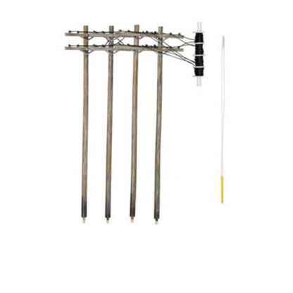 Woodland Scenics (2266) Pre-Wired Poles, Utility System | Double Crossbar | HO Scale
