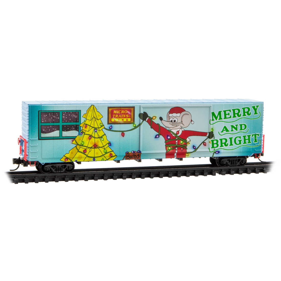 Micro Trains 60' Excess-Height Double-Plug Door Boxcar | 2025 Micro-Mouse Christmas Car (Lit) | N Scale