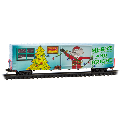 Micro Trains 60' Excess-Height Double-Plug Door Boxcar | 2025 Micro-Mouse Christmas Car (Lit) | N Scale