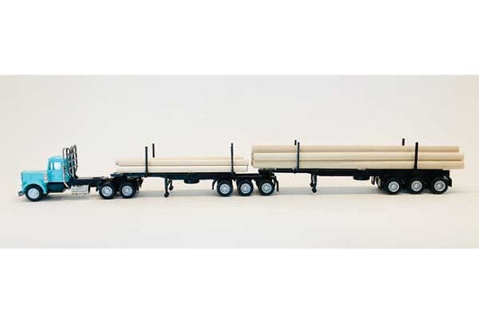 Herpa Models (6613) | Peterbilt Super-B Tractor w/ Log Trailer & Load | Assembled | HO Scale