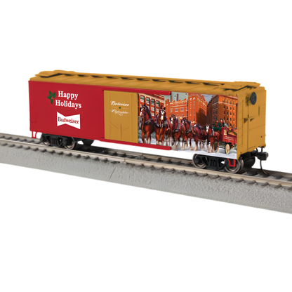 Lionel • 2654360 | 40' Steel Flat-End Plug-Door Reefer/Boxcar | Anheuser-Busch Happy Holidays | HO Scale [PRE-ORDER]